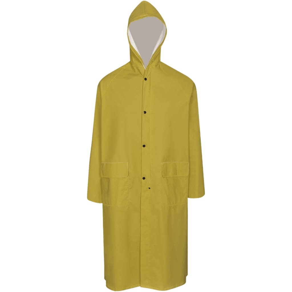 Waterproof Heavy-duty Long Raincoat with Hood Yellow XL