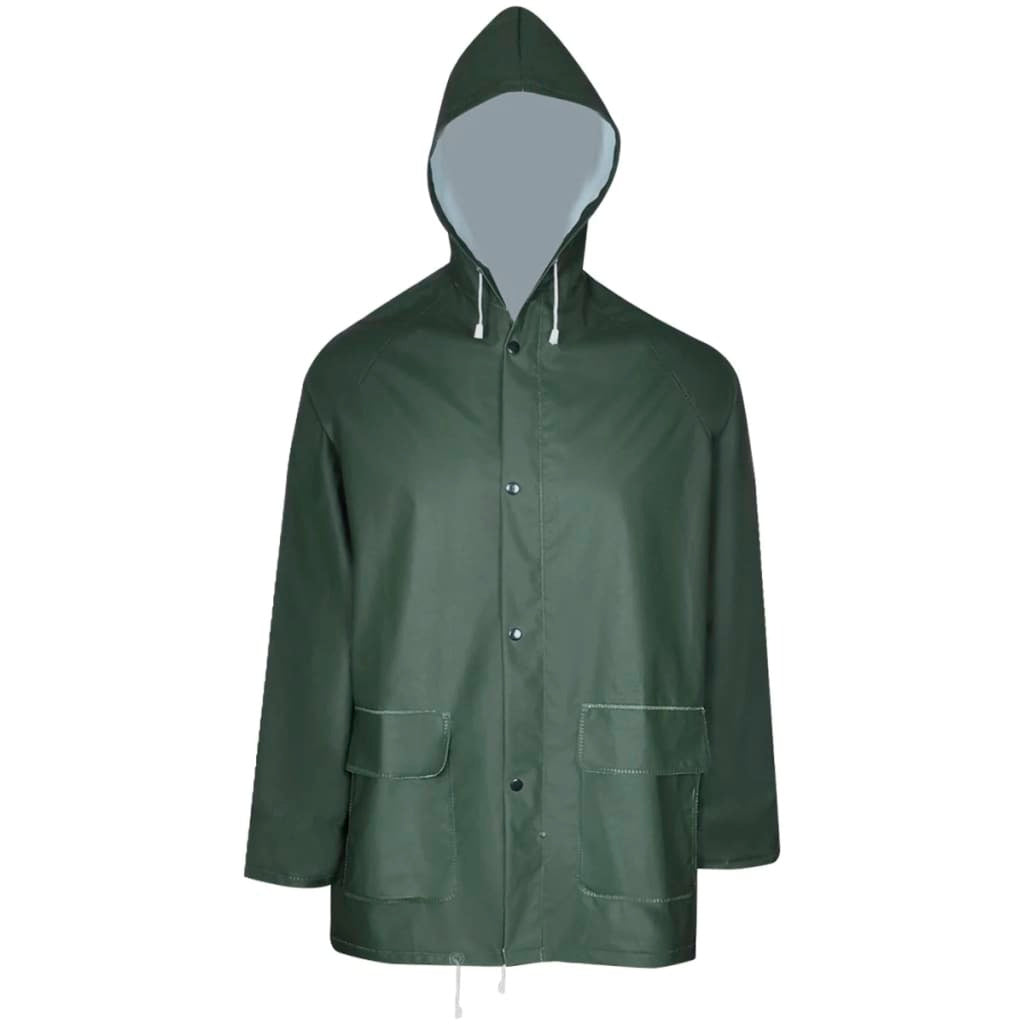 Waterproof Heavy-duty 2-piece Rain Suit with Hood Green XXL