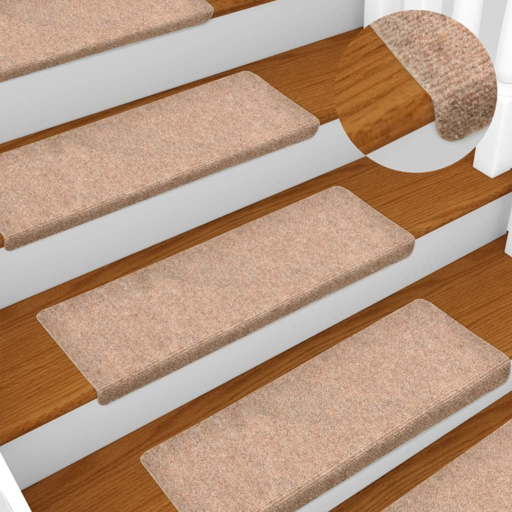 vidaXL Stair Mats 15 pcs Needle Punch 65x21x4 cm Brown