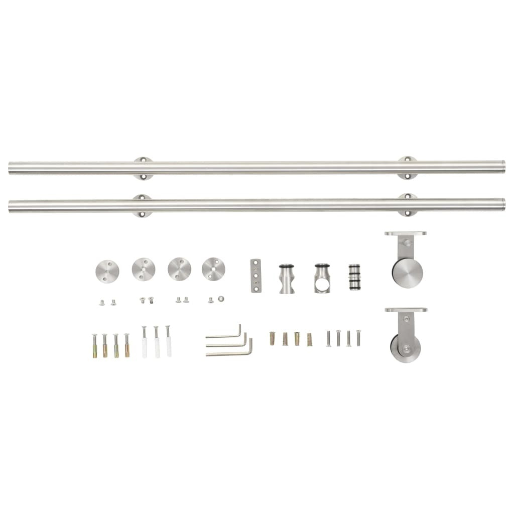 vidaXL Sliding Door Hardware Kit 183 cm Stainless Steel Silver