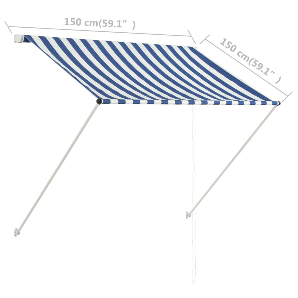 vidaXL Retractable Awning 150x150 cm Blue and White