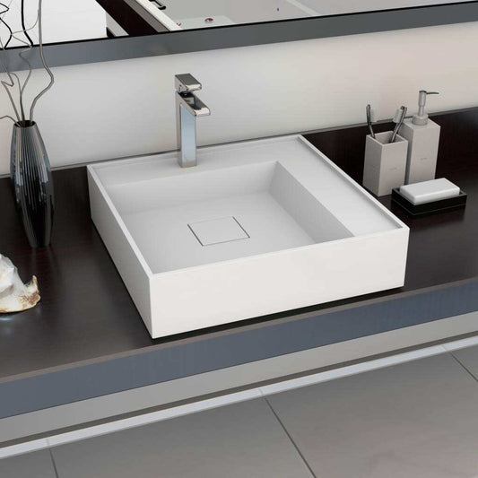 vidaXL Wash Basin 50x50x12.3 cm Mineral Cast/Marble Cast White