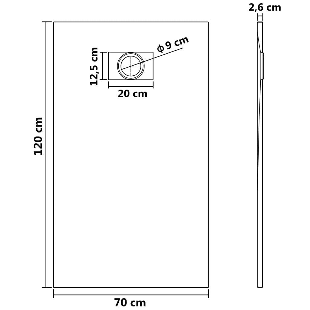 vidaXL Shower Base Tray SMC Black 120x70 cm