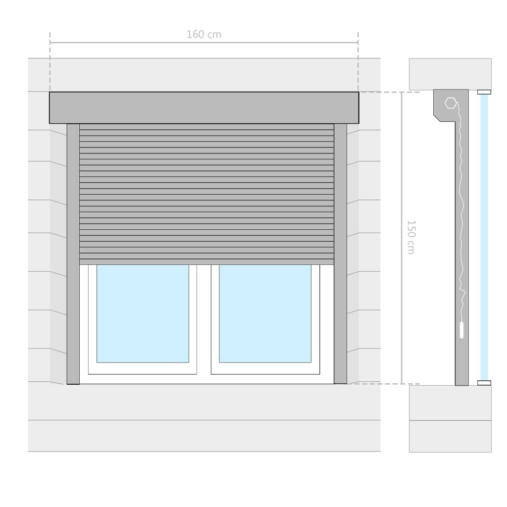 vidaXL Roller Shutter Aluminium 160x150 cm Anthracite