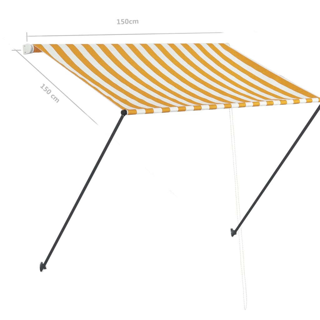 vidaXL Retractable Awning with LED 150x150 cm Yellow and White