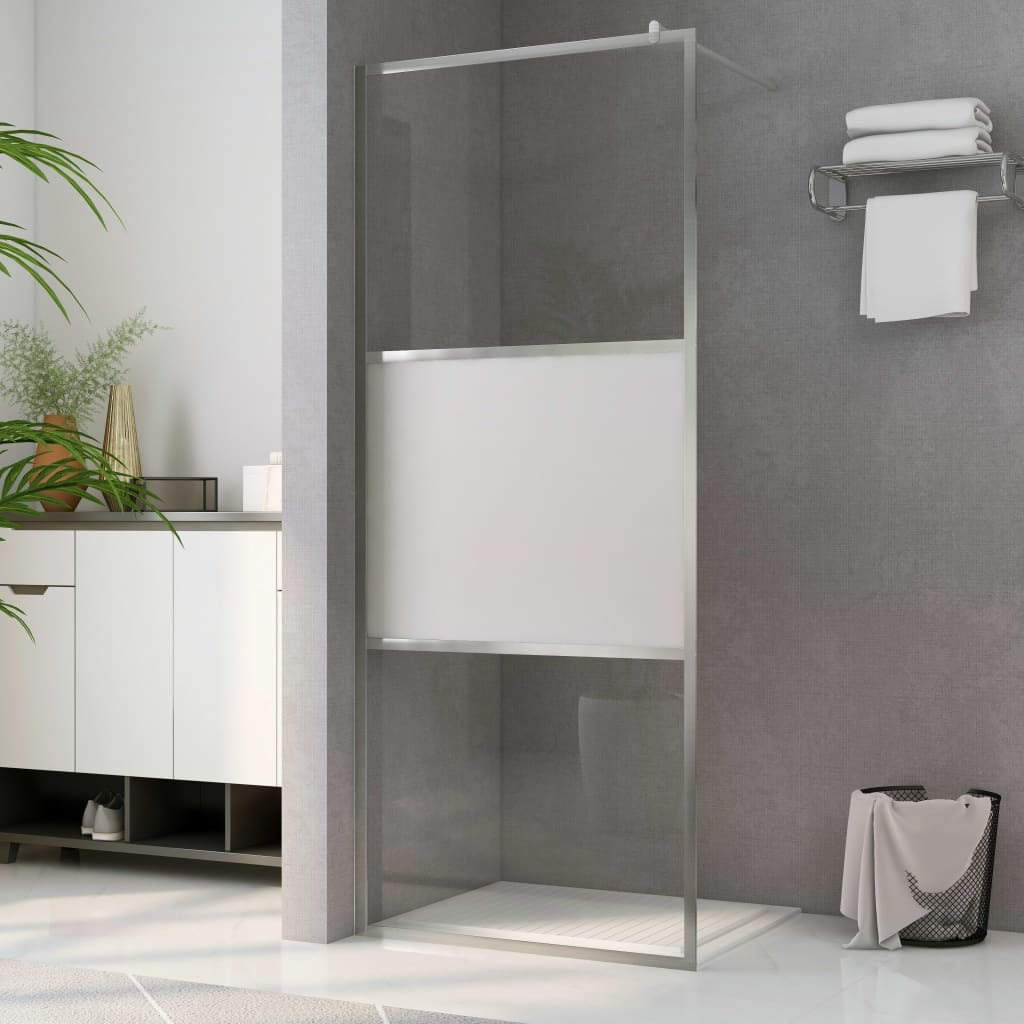 vidaXL Walk-in Shower Wall with Half Frosted ESG Glass 100x195 cm