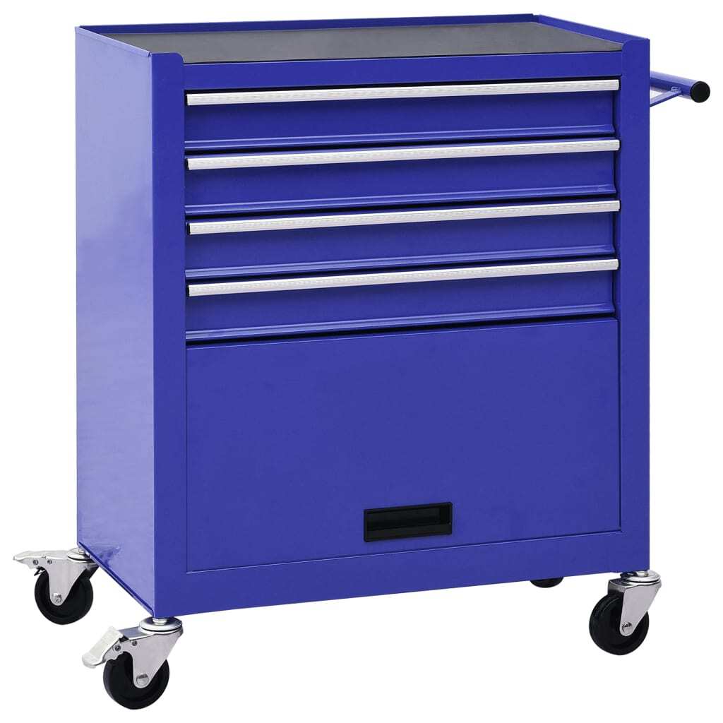 vidaXL Tool Trolley with 4 Drawers Steel Blue