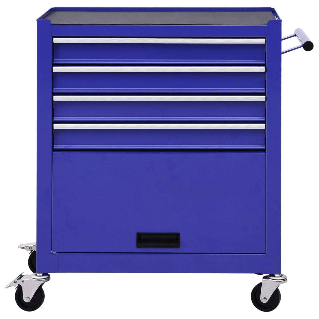 vidaXL Tool Trolley with 4 Drawers Steel Blue