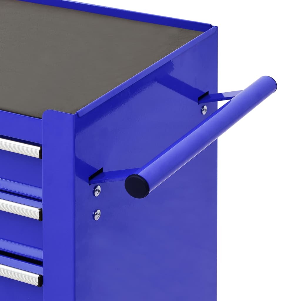 vidaXL Tool Trolley with 4 Drawers Steel Blue