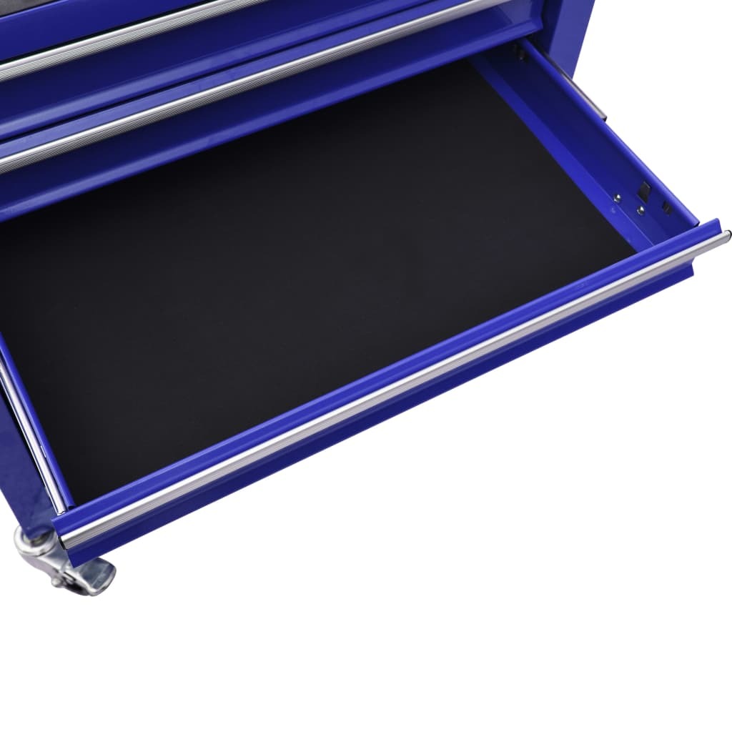 vidaXL Tool Trolley with 4 Drawers Steel Blue