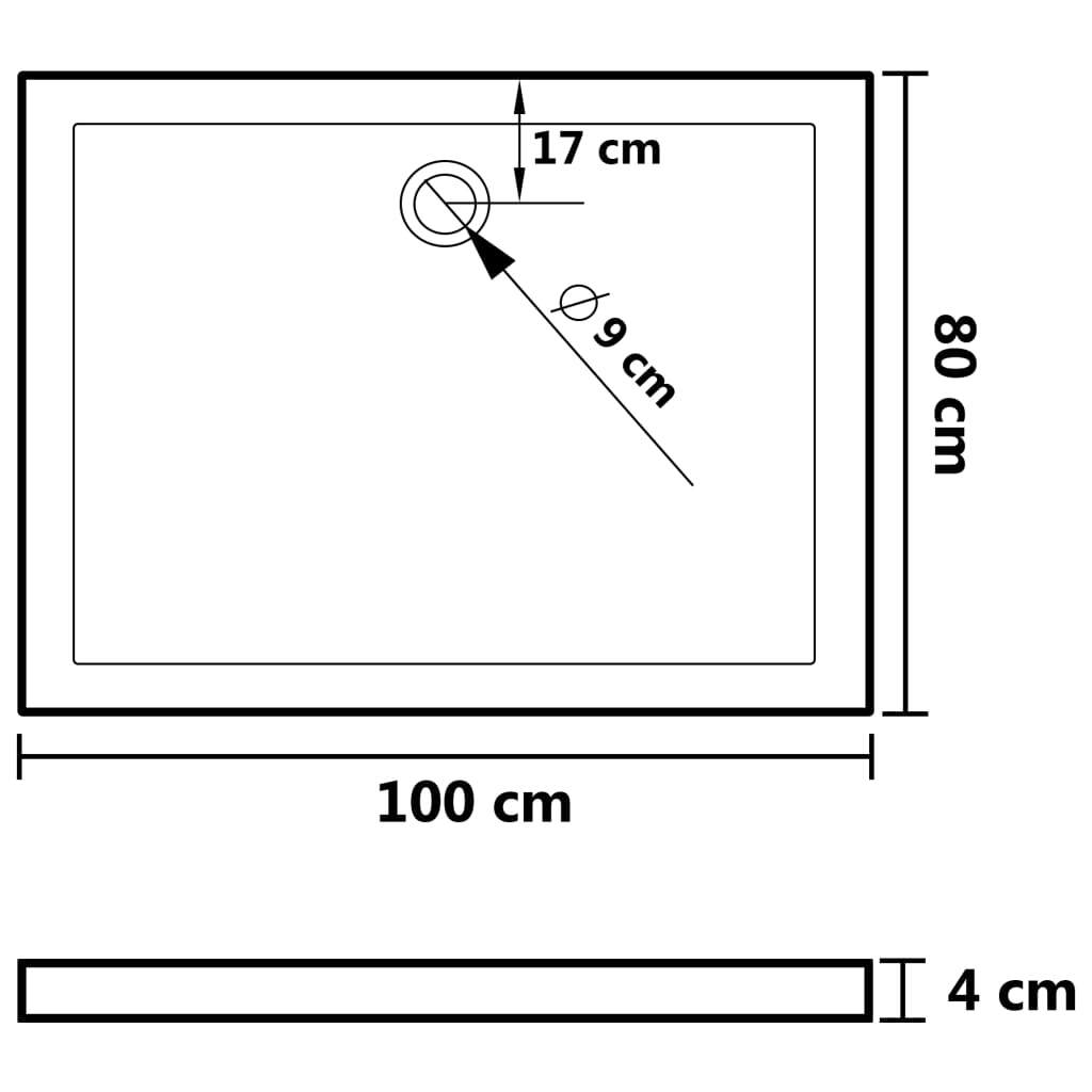 vidaXL Rectangular ABS Shower Base Tray 80x100 cm