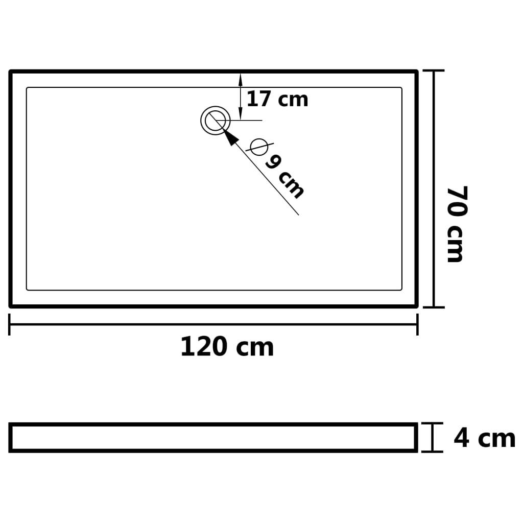 vidaXL Rectangular ABS Shower Base Tray White 70x120 cm