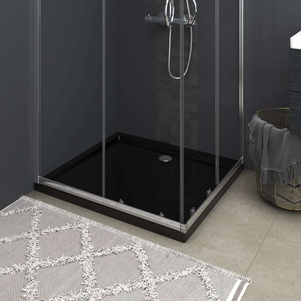 vidaXL Rectangular ABS Shower Base Tray Black 80x90 cm