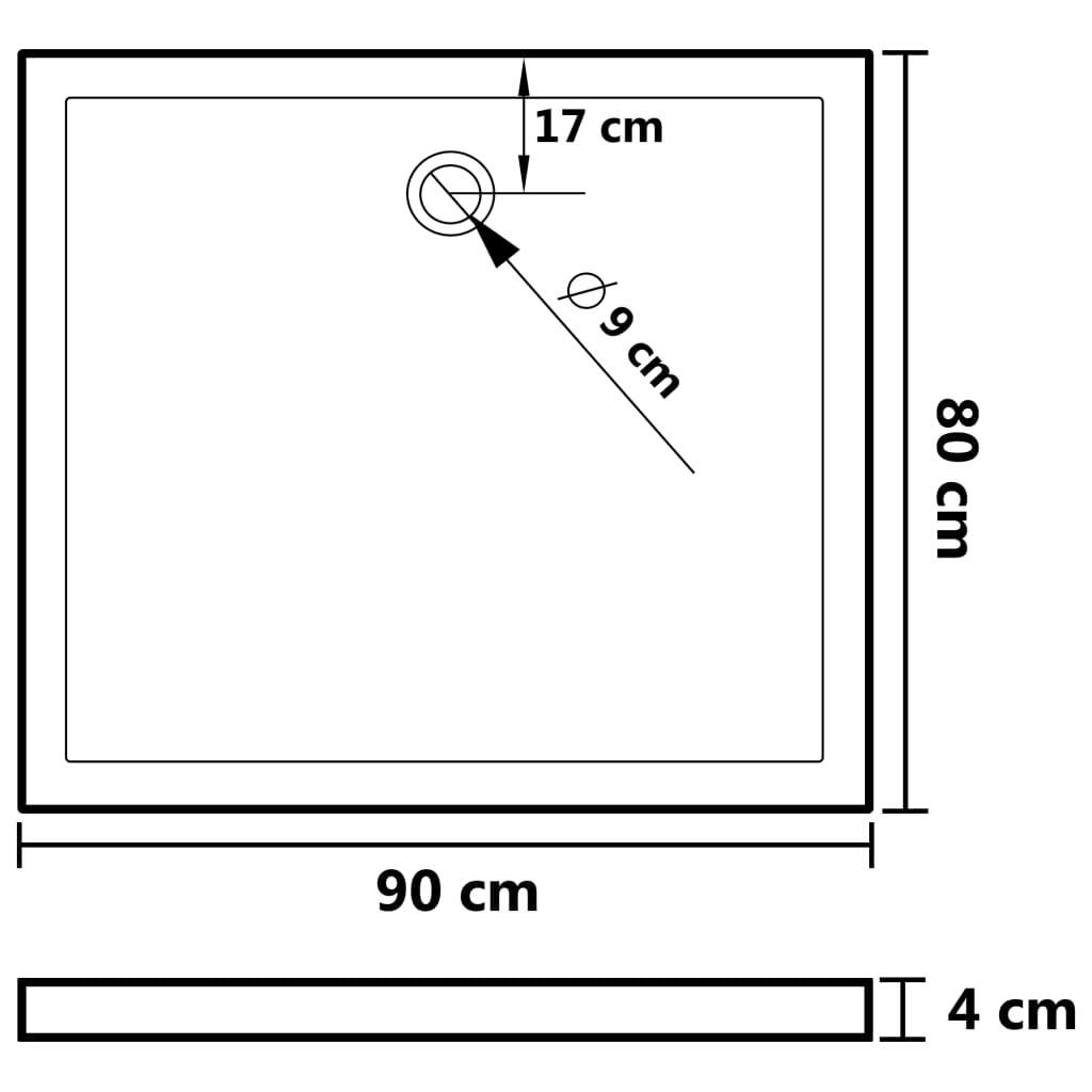 vidaXL Rectangular ABS Shower Base Tray Black 80x90 cm