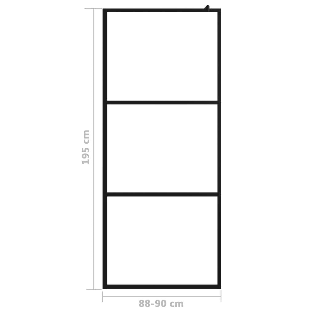 vidaXL Walk-in Shower Wall with Clear ESG Glass Black 90x195 cm