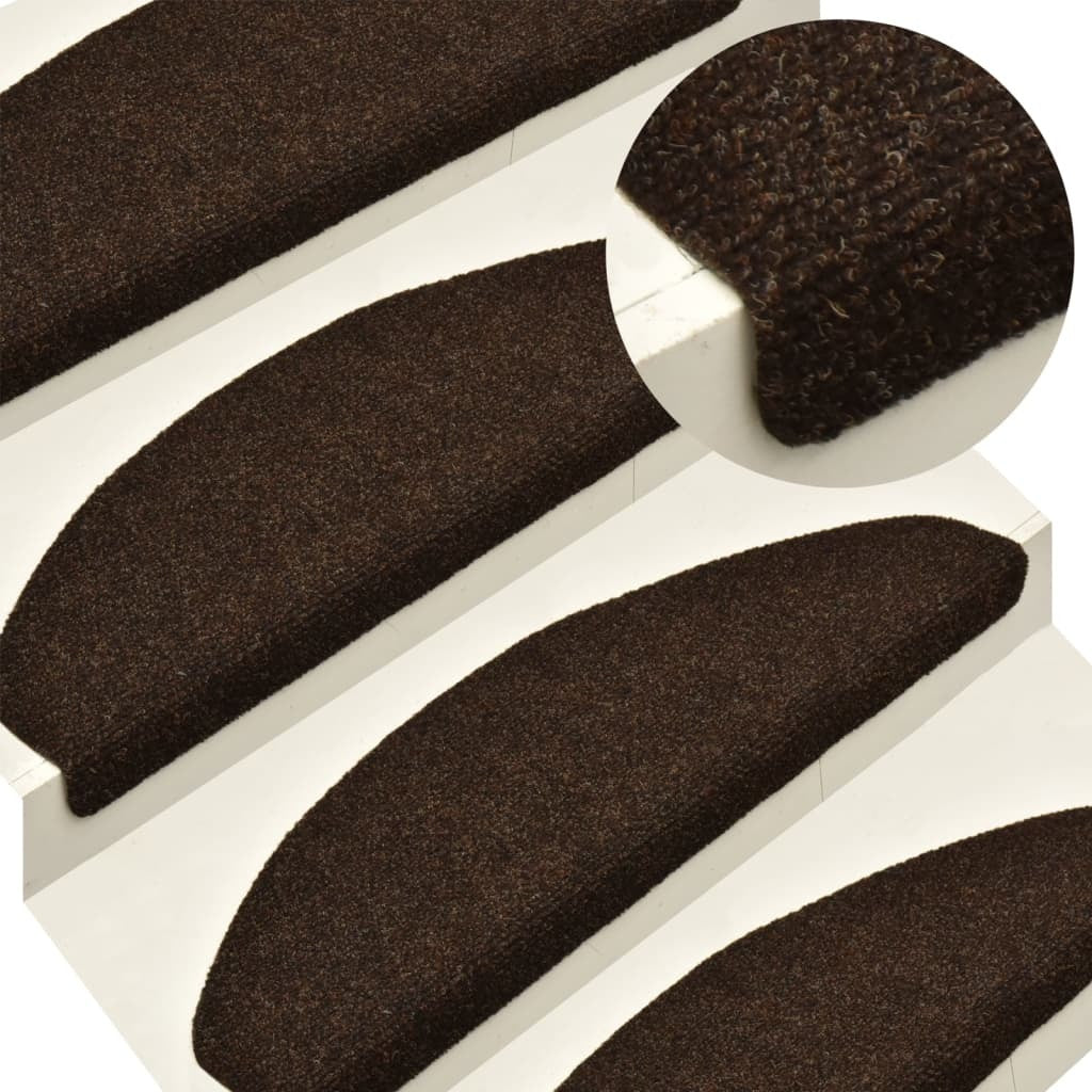 vidaXL Self-adhesive Stair Mats 10 pcs Brown 56x17x3 cm Needle Punch