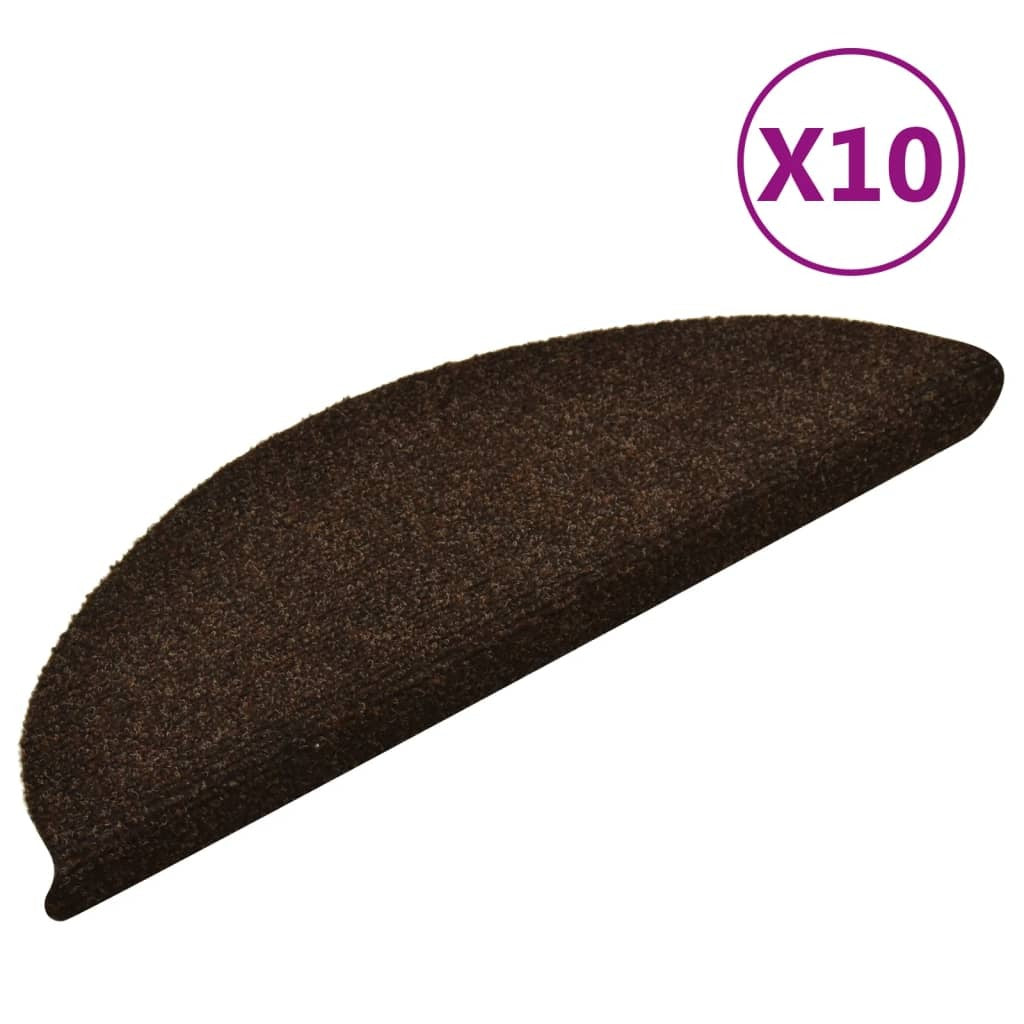 vidaXL Self-adhesive Stair Mats 10 pcs Brown 56x17x3 cm Needle Punch