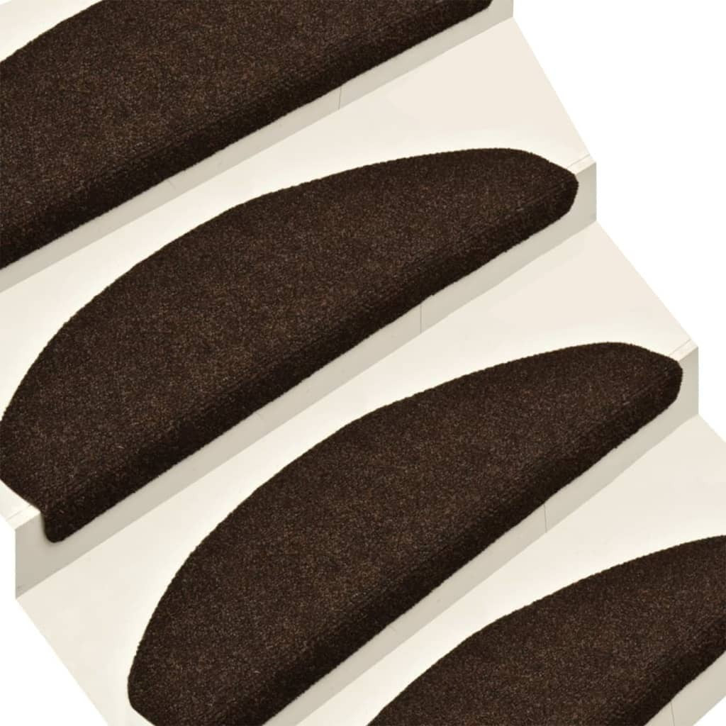 vidaXL Self-adhesive Stair Mats 10 pcs Brown 56x17x3 cm Needle Punch