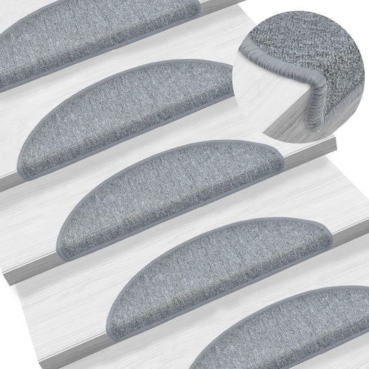 vidaXL Stair Mats 10 pcs 56x17x3 cm Light Grey