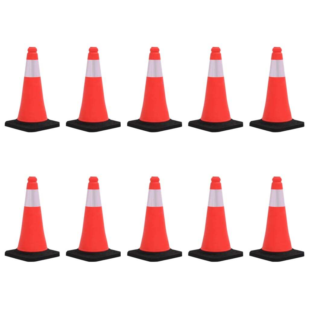 vidaXL Reflective Traffic Cones with Heavy Bases 10 pcs 50 cm