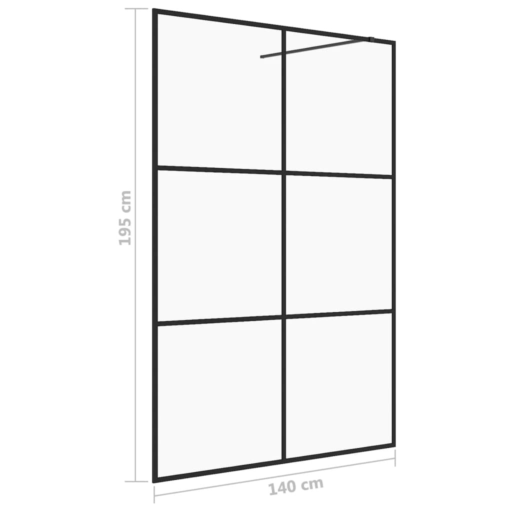 vidaXL Walk-in Shower Wall with Clear ESG Glass 140x195 cm Black