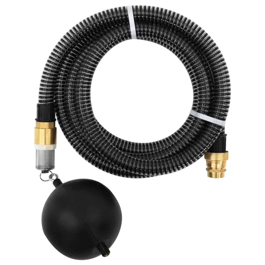 vidaXL Suction Hose with Brass Connectors Black 1.1" 3 m PVC