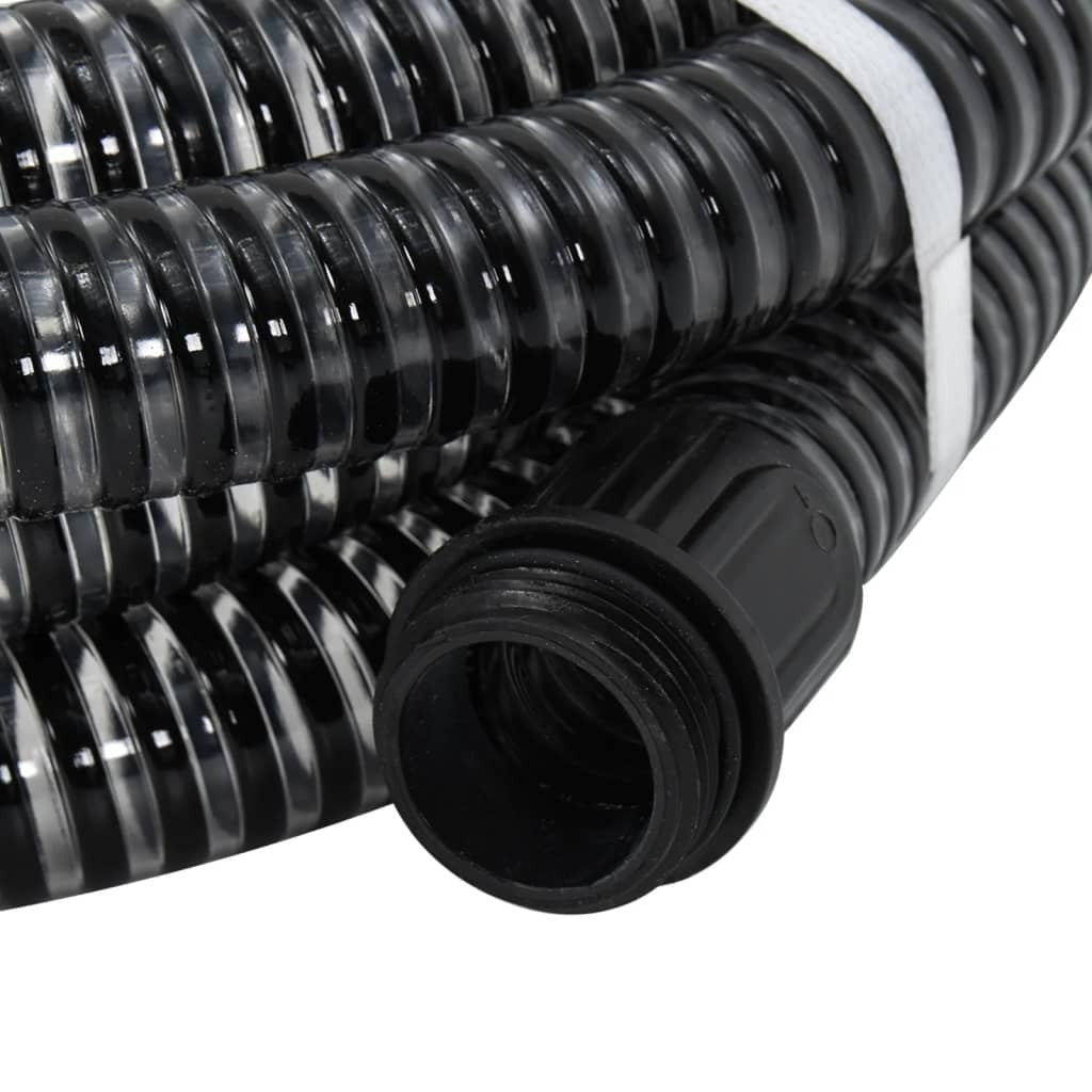 vidaXL Suction Hose with Brass Connectors Black 1.1" 3 m PVC