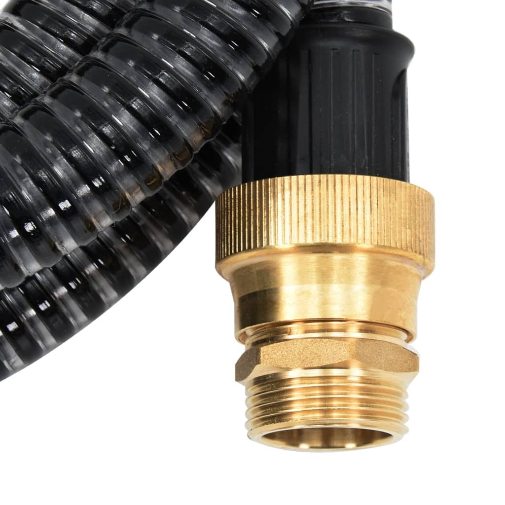 vidaXL Suction Hose with Brass Connectors Black 1.1" 3 m PVC