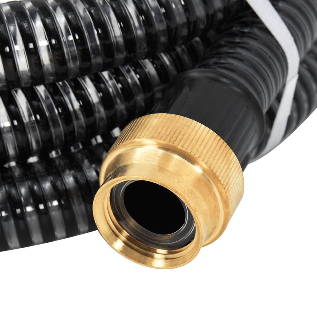 vidaXL Suction Hose with Brass Connectors Black 1.1" 3 m PVC