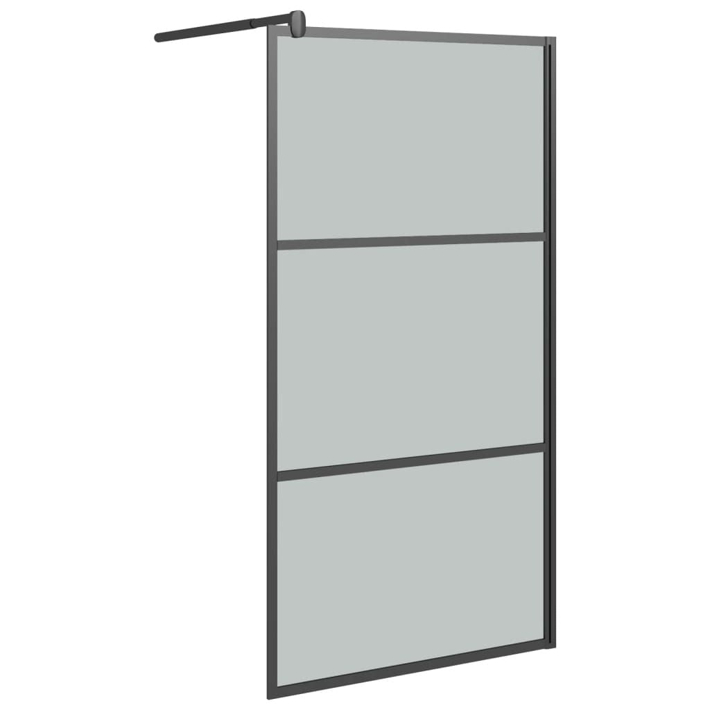 Walk-in Shower Wall 100x195cm Dark ESG Glass Black