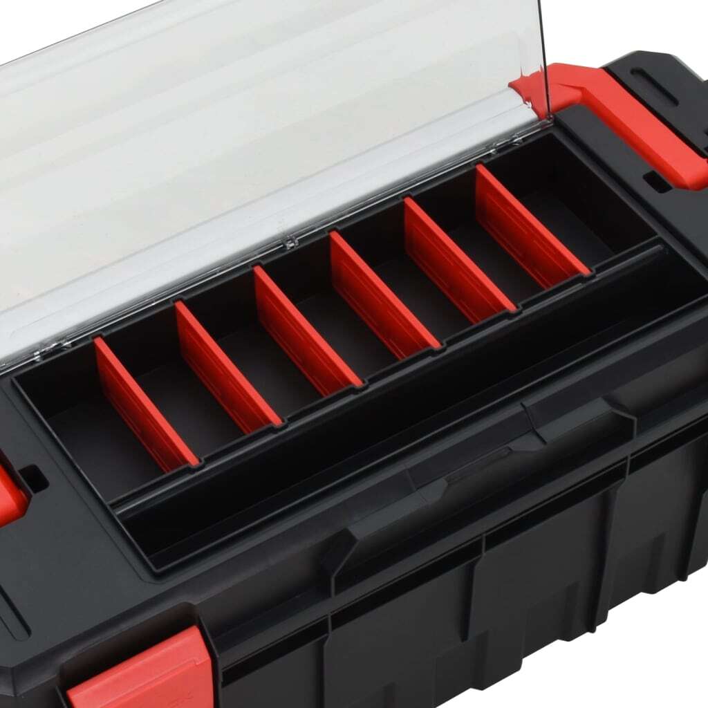 vidaXL Tool Box Black and Red 65x28x31.5 cm