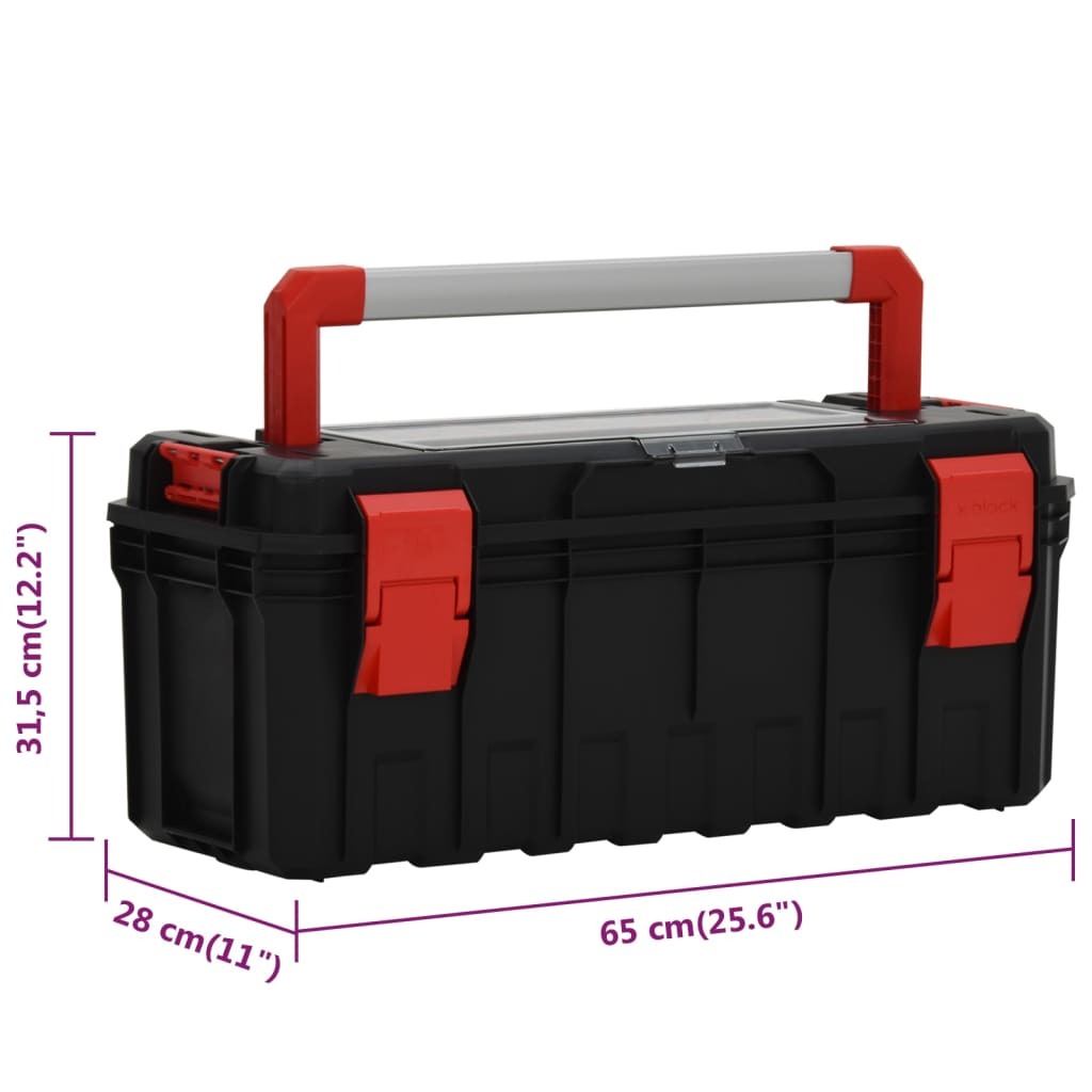 vidaXL Tool Box Black and Red 65x28x31.5 cm