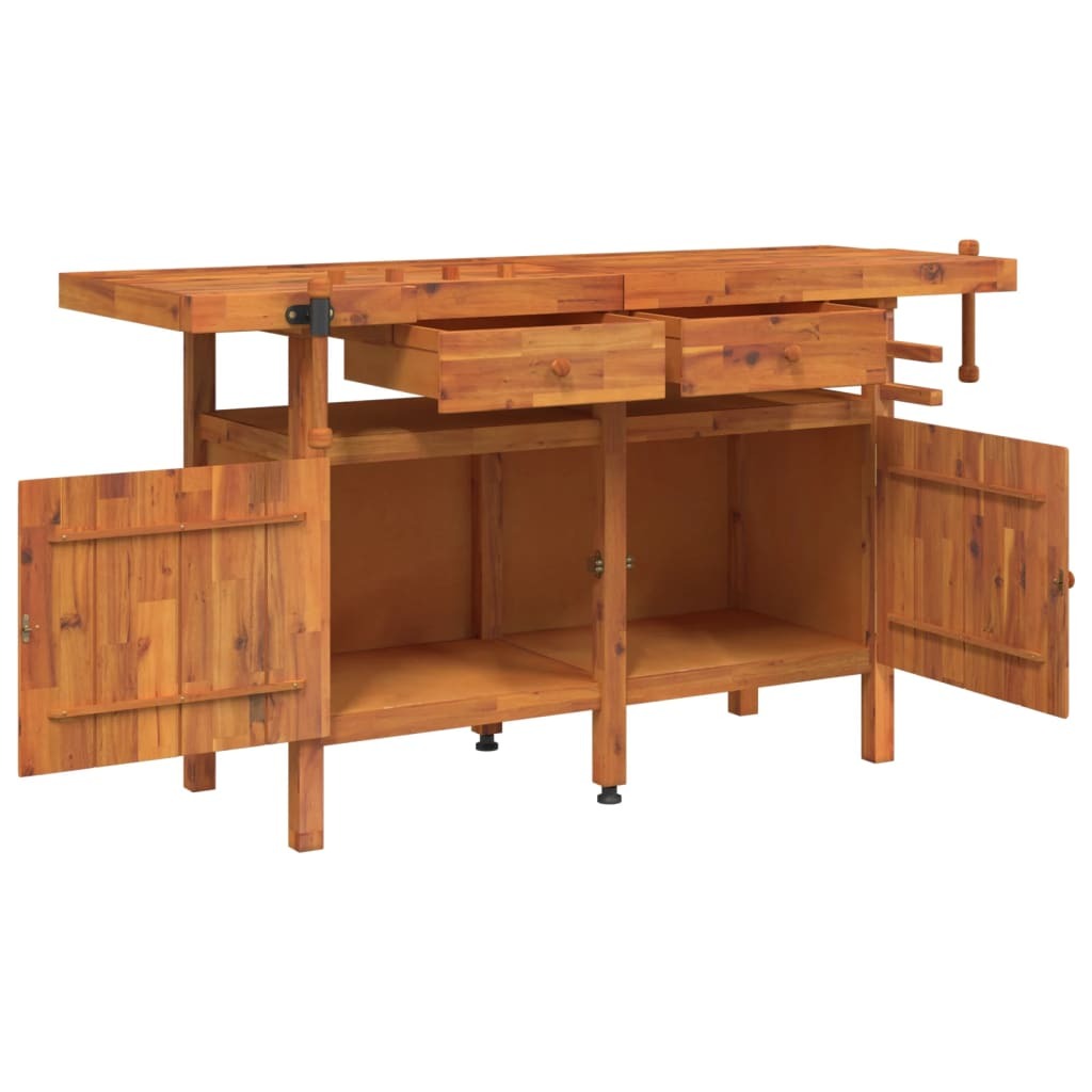 Workbench with Drawers and Vices 162x62x83 cm Solid Wood Acacia