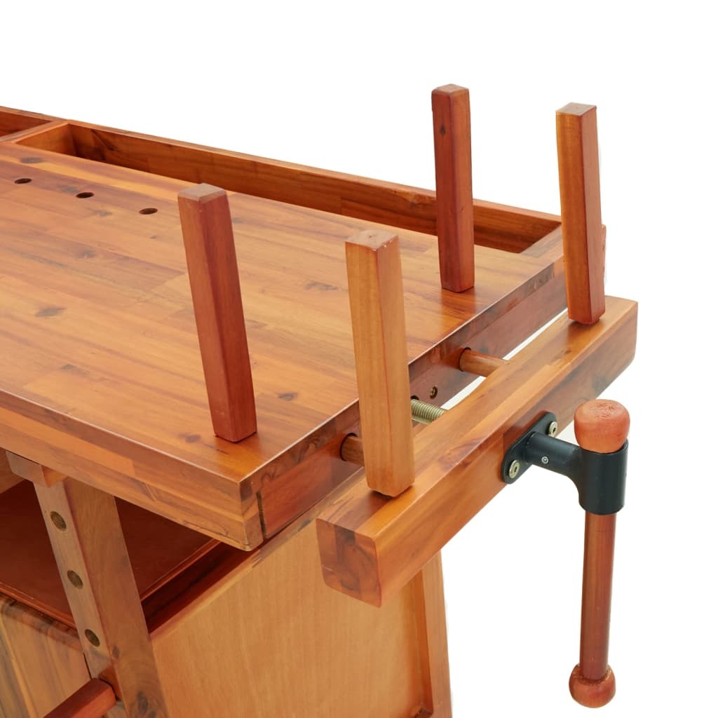 Workbench with Drawers and Vices 162x62x83 cm Solid Wood Acacia