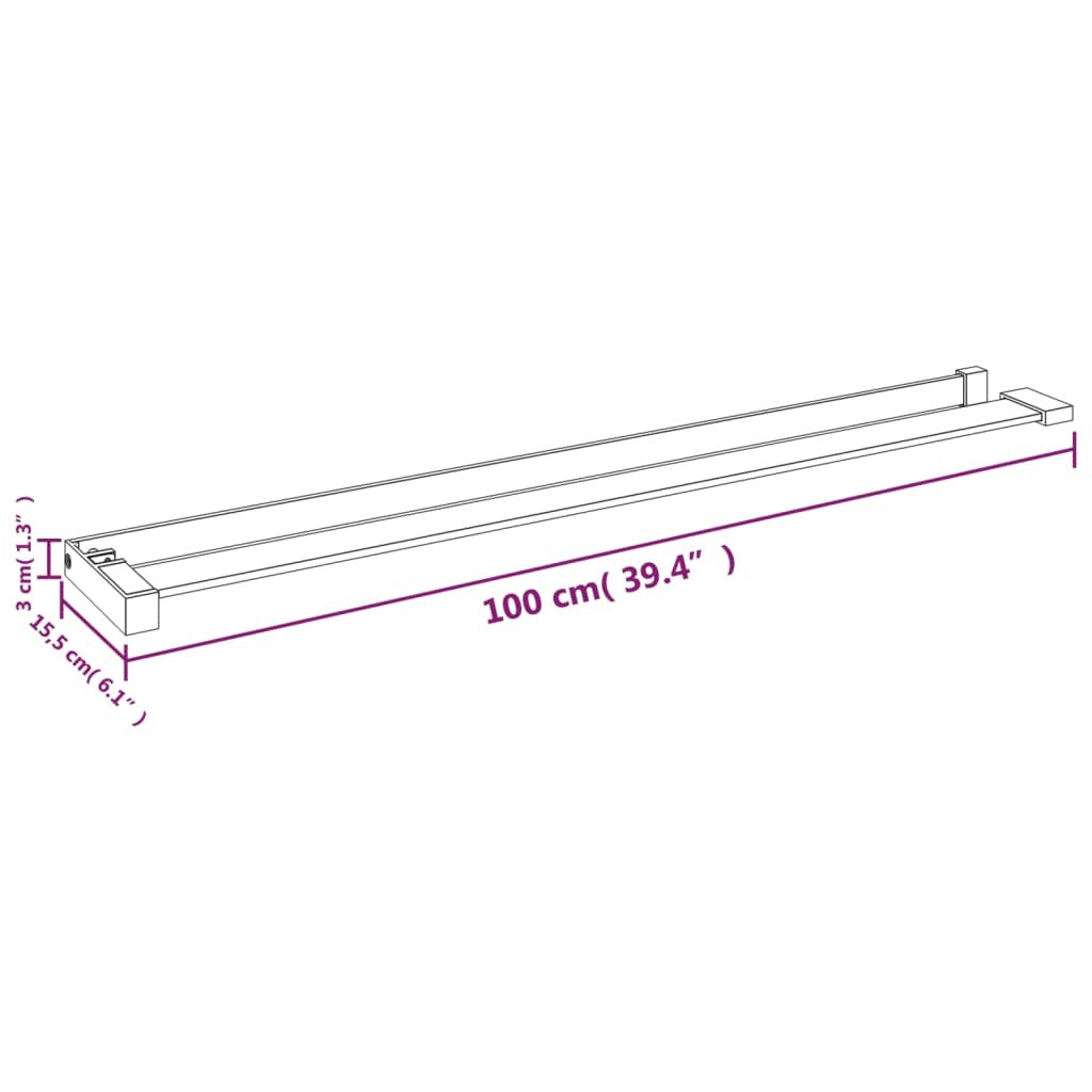 vidaXL Shower Shelf for Walk-in Shower Wall Chrome 100 cm Aluminium