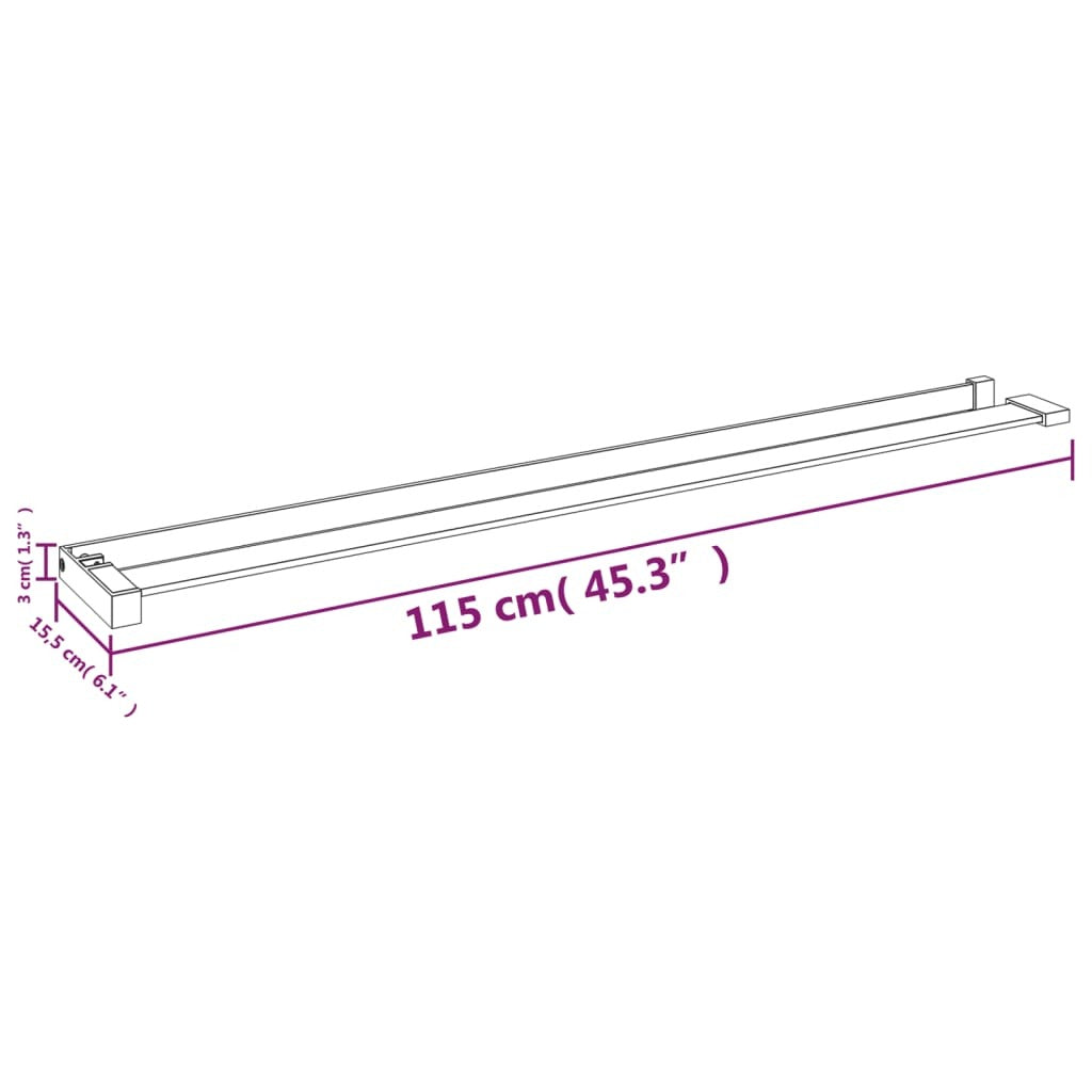 vidaXL Shower Shelf for Walk-in Shower Wall Chrome 115 cm Aluminium