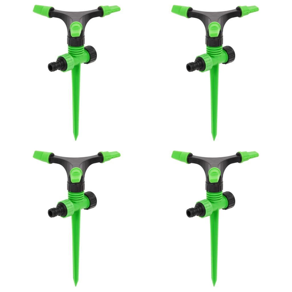 vidaXL Rotating Sprinklers 4 pcs Green and Black 16x13.5x25.5 cm ABS&PP