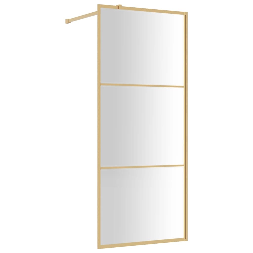 vidaXL Walk-in Shower Wall with Clear ESG Glass Gold 90x195 cm