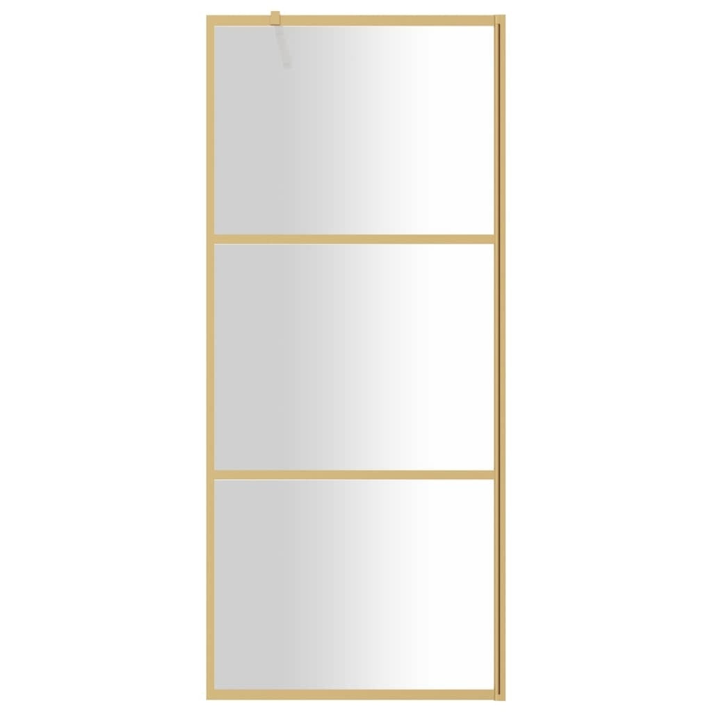 vidaXL Walk-in Shower Wall with Clear ESG Glass Gold 90x195 cm