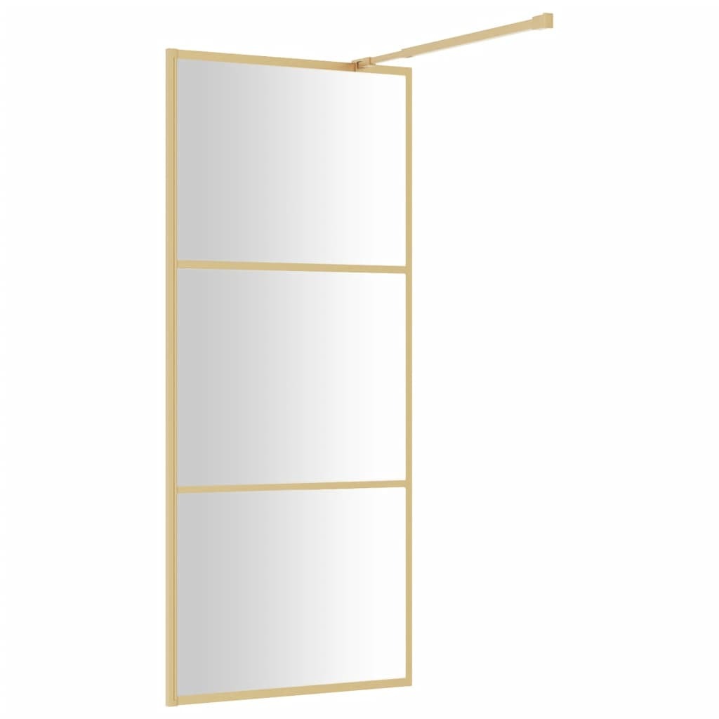 vidaXL Walk-in Shower Wall with Clear ESG Glass Gold 90x195 cm