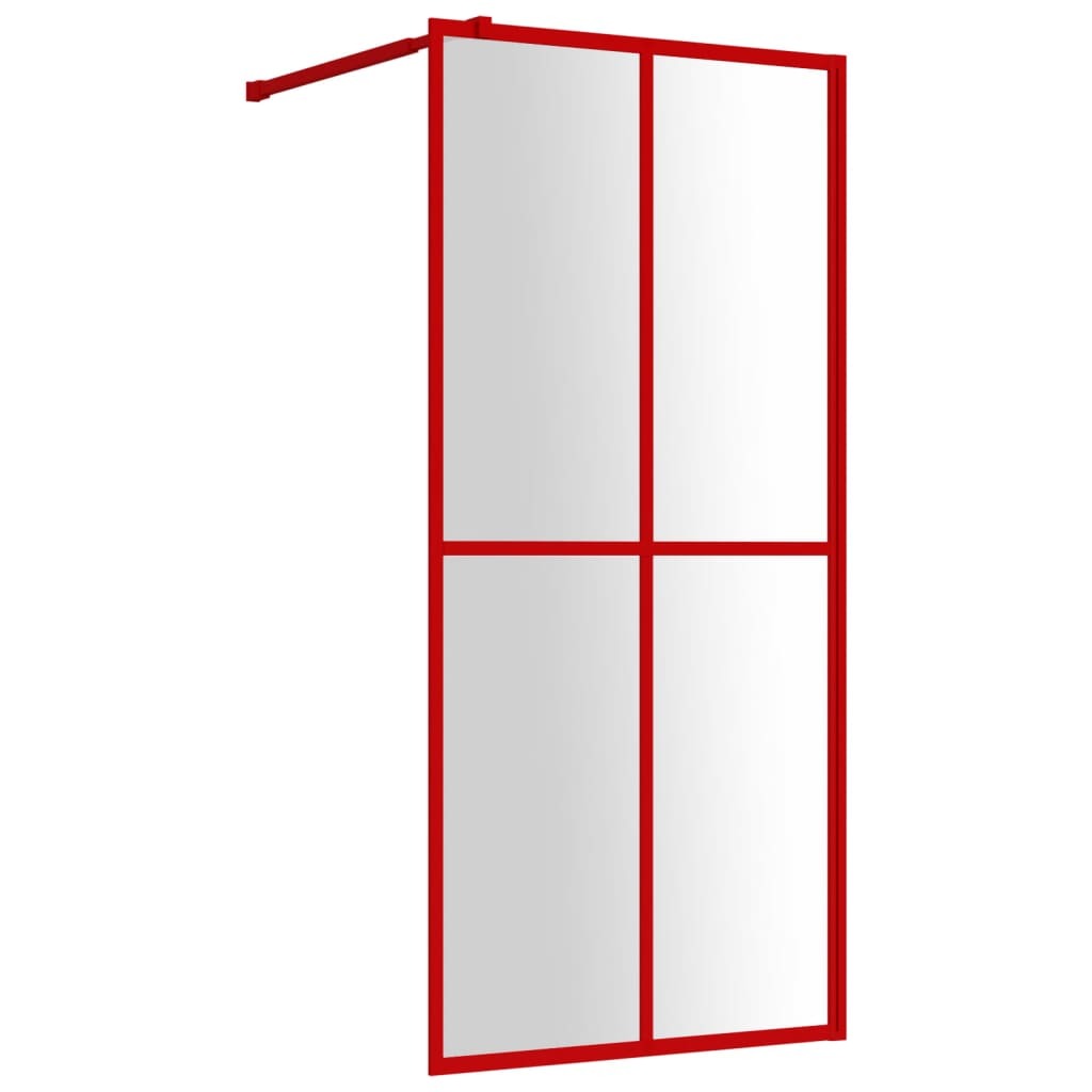 vidaXL Walk-in Shower Wall with Clear ESG Glass Red 100x195 cm