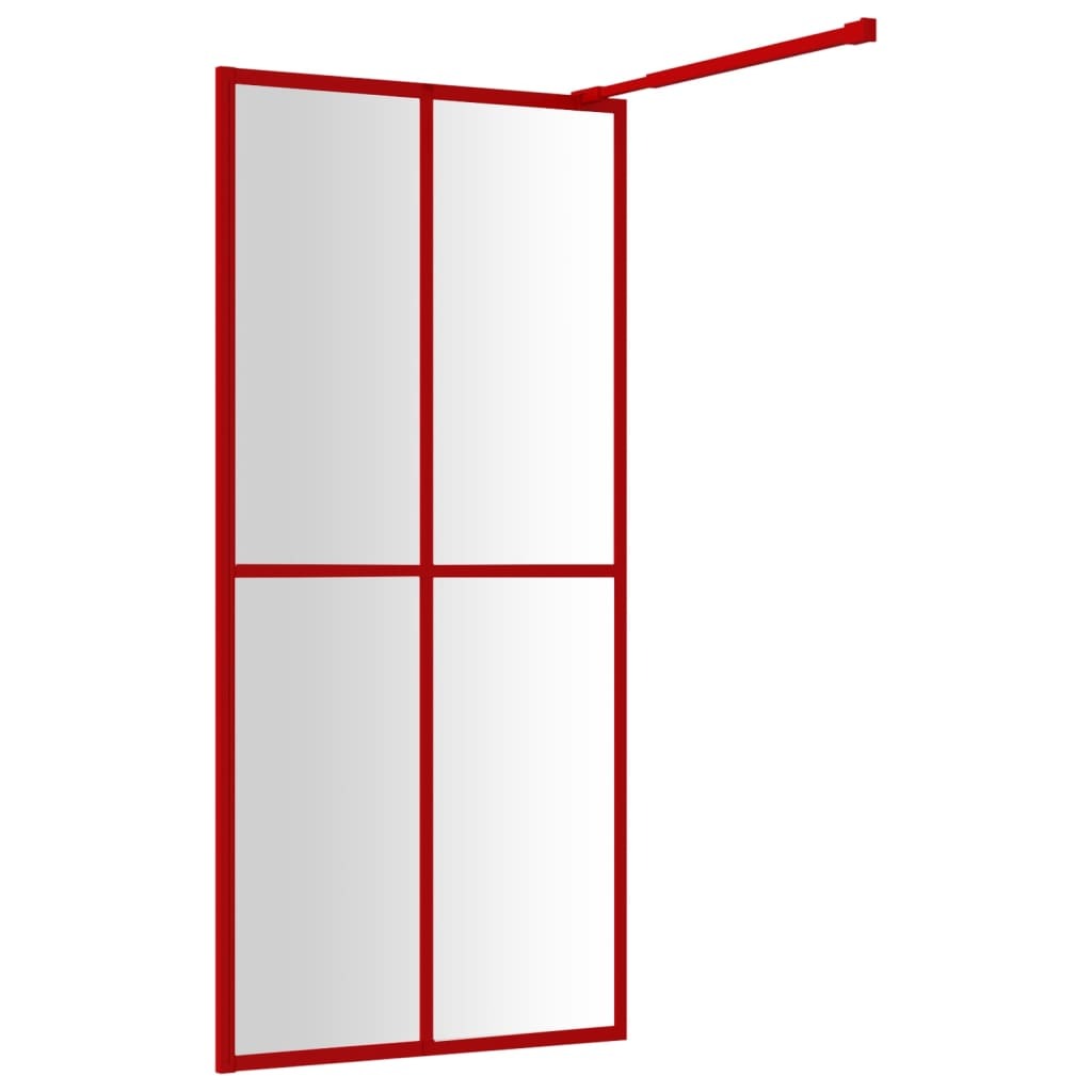 vidaXL Walk-in Shower Wall with Clear ESG Glass Red 100x195 cm