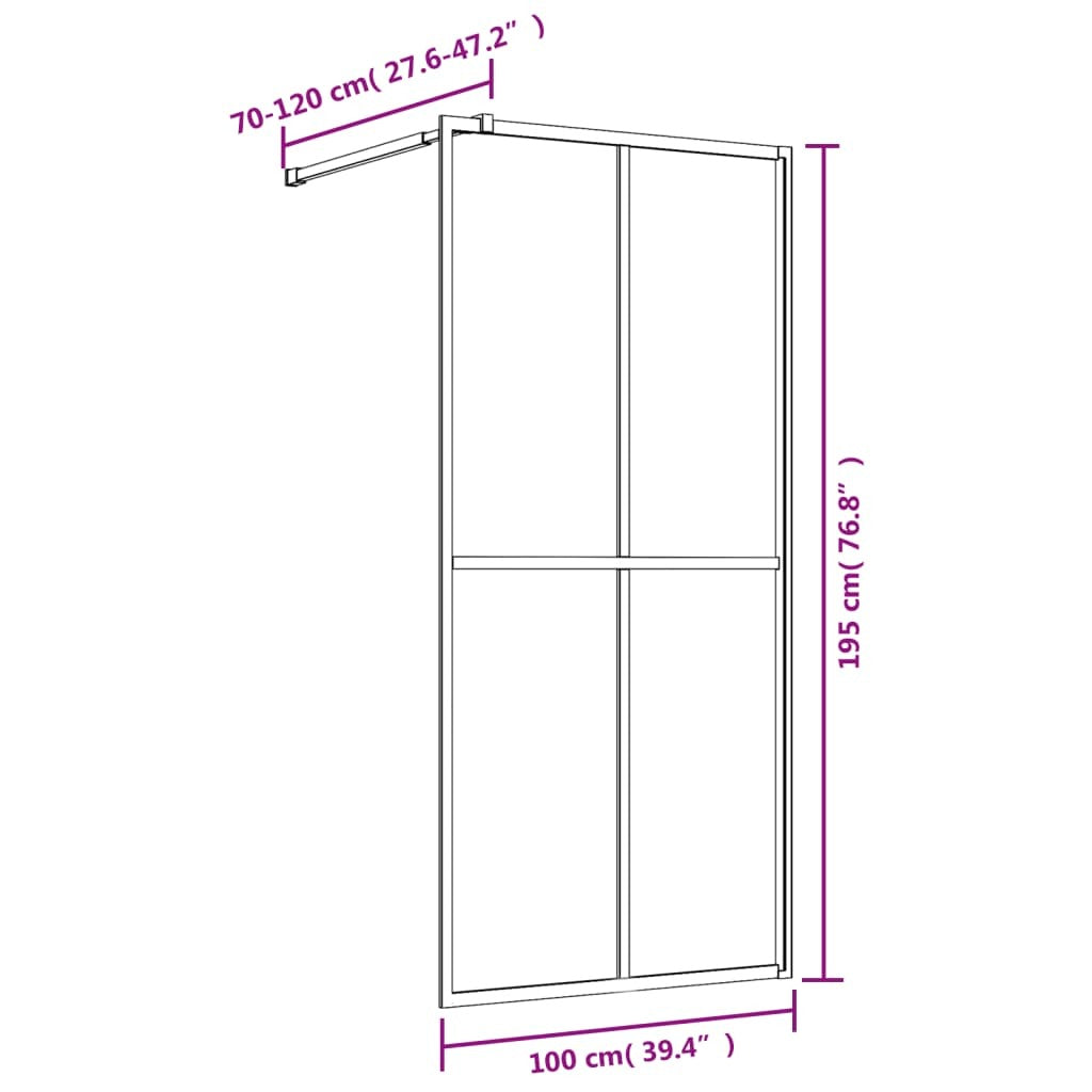 vidaXL Walk-in Shower Wall with Clear ESG Glass Red 100x195 cm