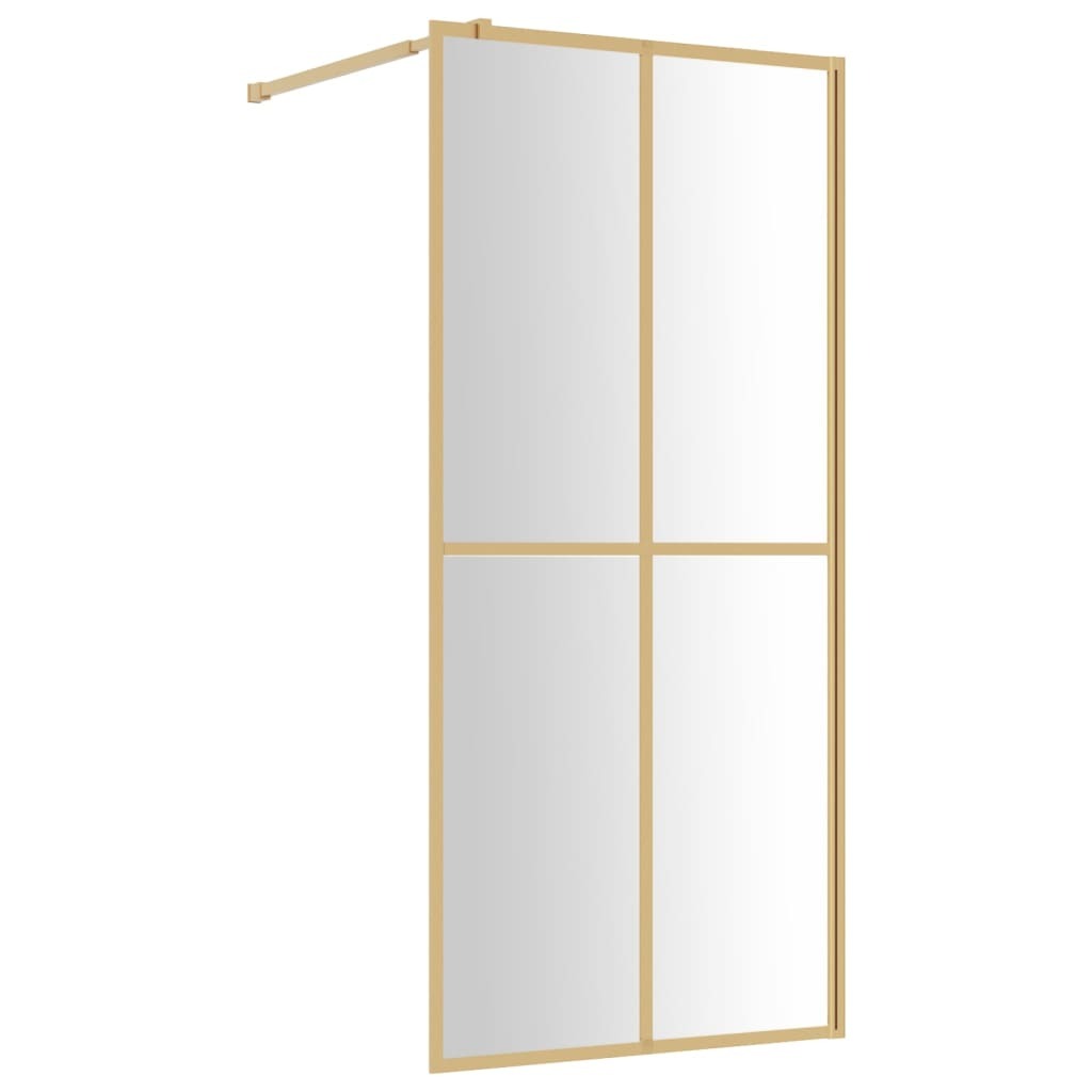 Walk-in Shower Wall with Clear ESG Glass Gold 100x195 cm