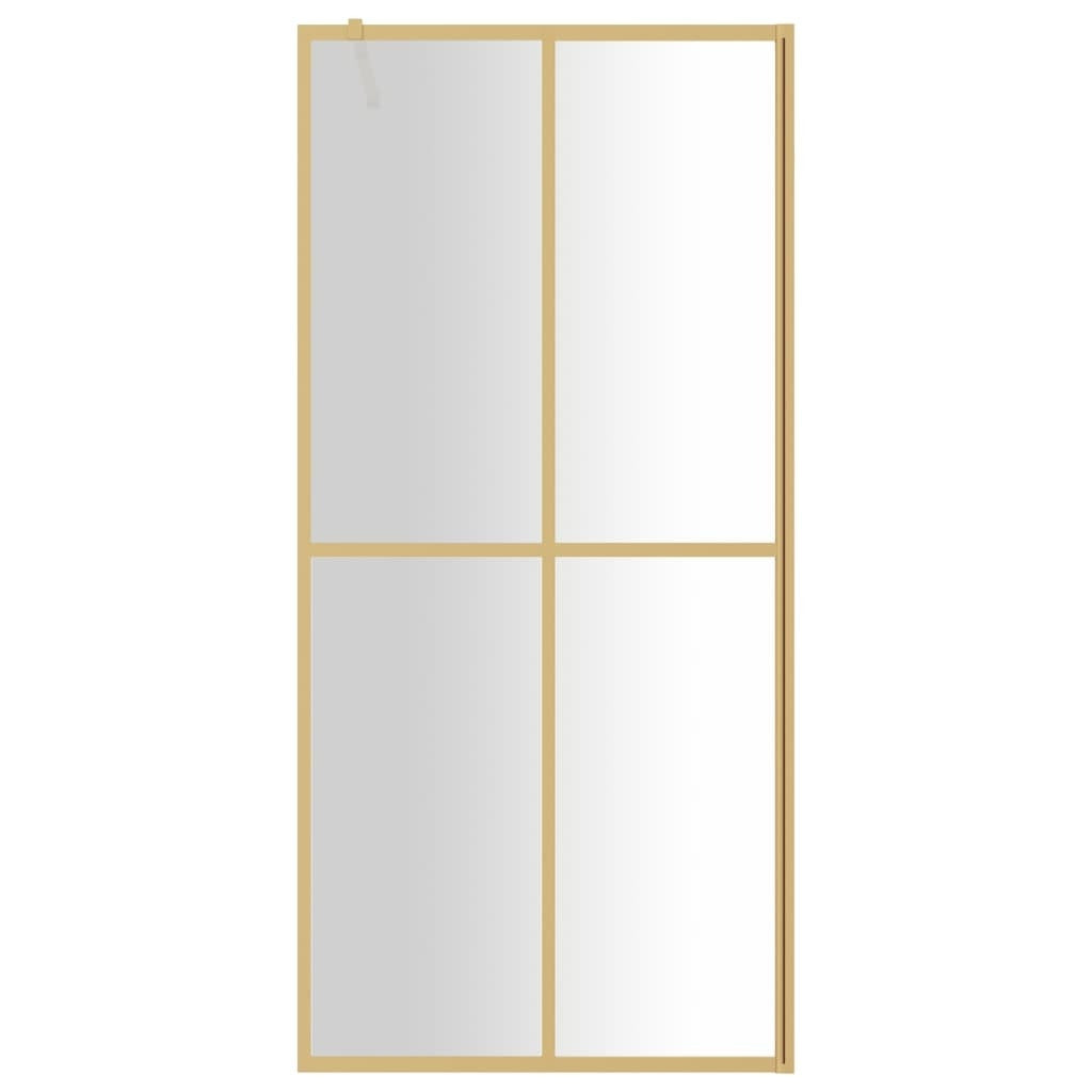 Walk-in Shower Wall with Clear ESG Glass Gold 100x195 cm