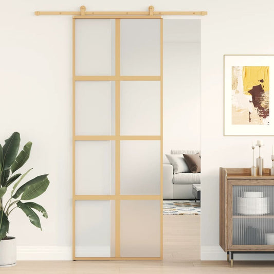 vidaXL Sliding Door Gold 76x205 cm Frosted ESG Glass and Aluminium