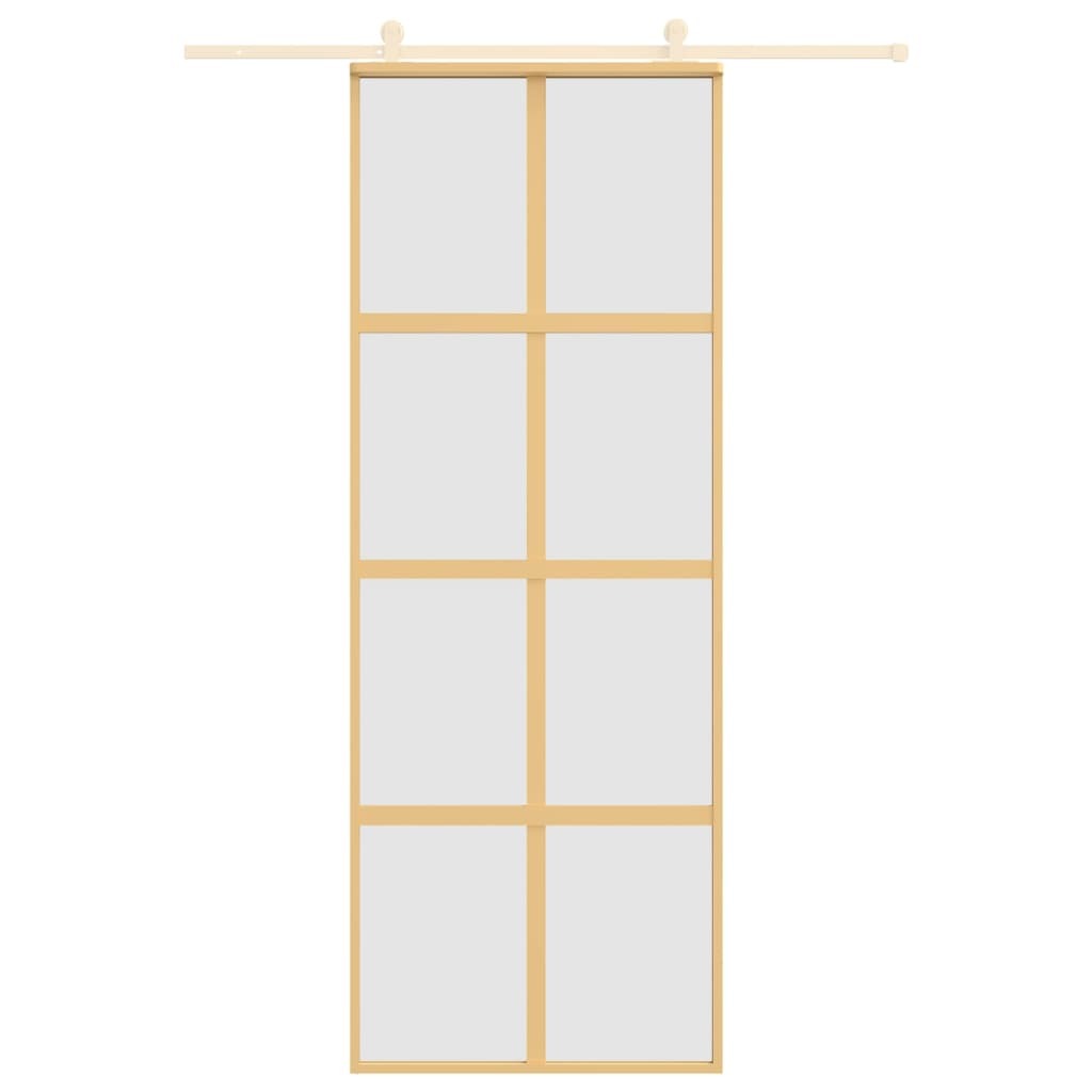 vidaXL Sliding Door Gold 76x205 cm Frosted ESG Glass and Aluminium