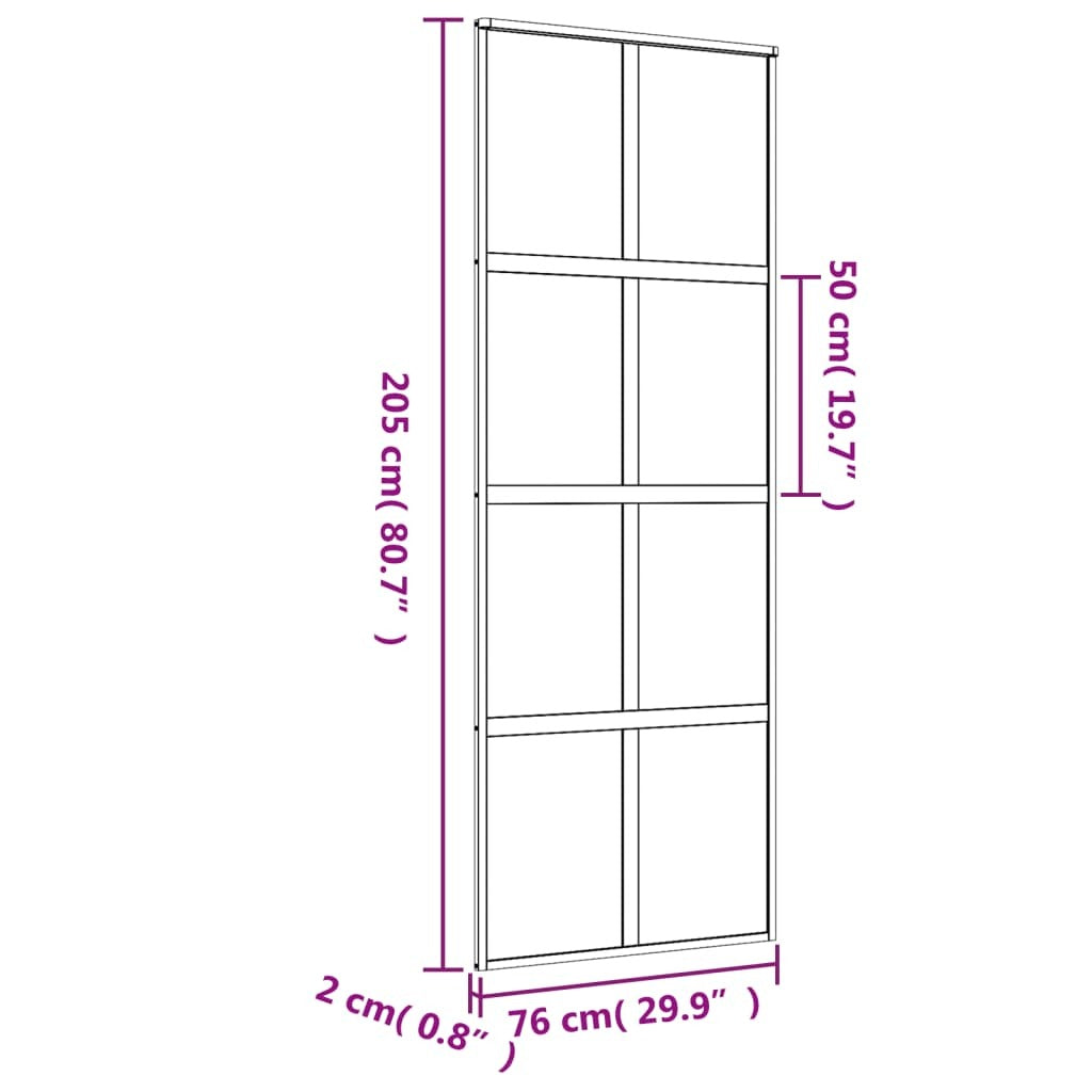 vidaXL Sliding Door Gold 76x205 cm Frosted ESG Glass and Aluminium