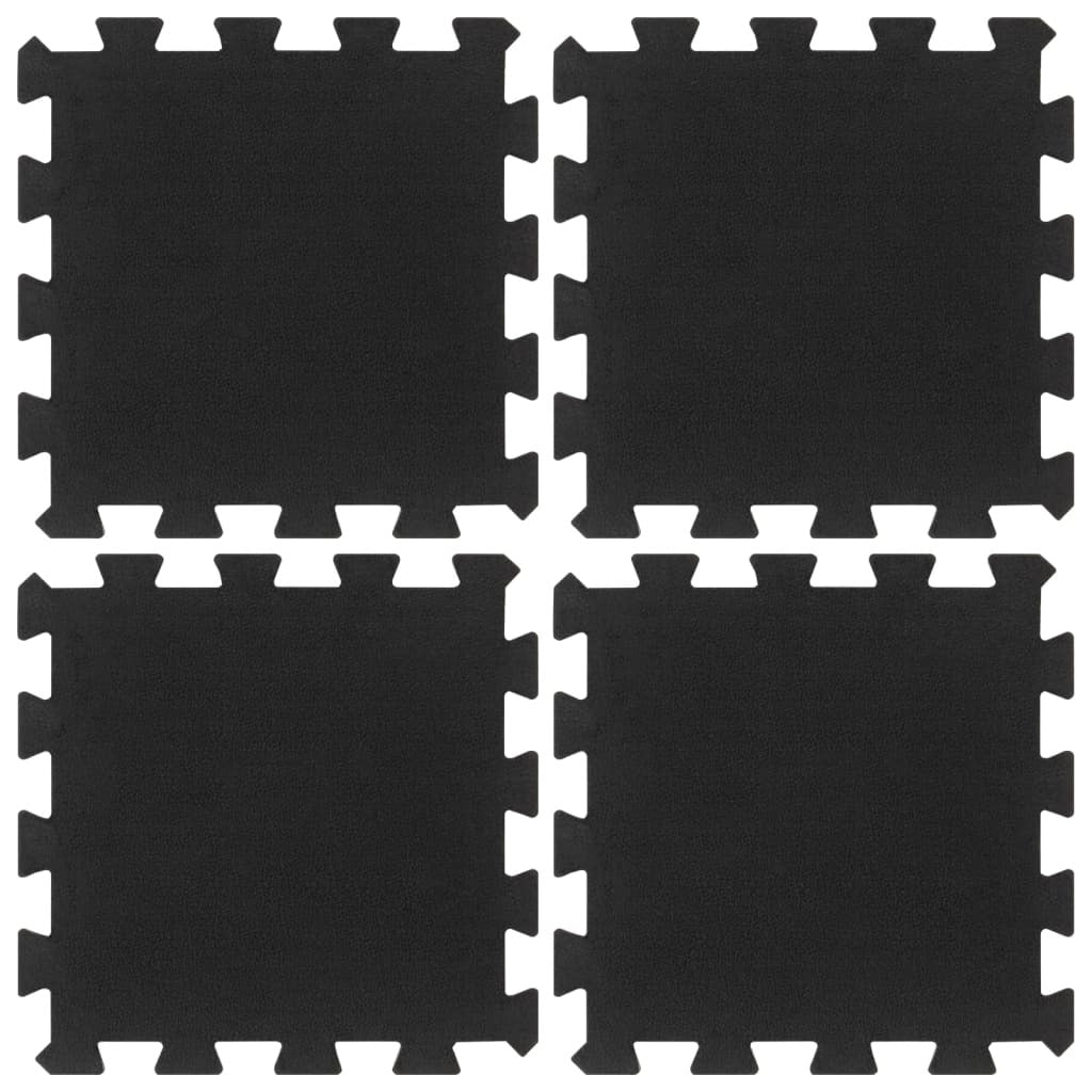 vidaXL Rubber Floor Tiles 4 pcs Black 16 mm 30x30 cm