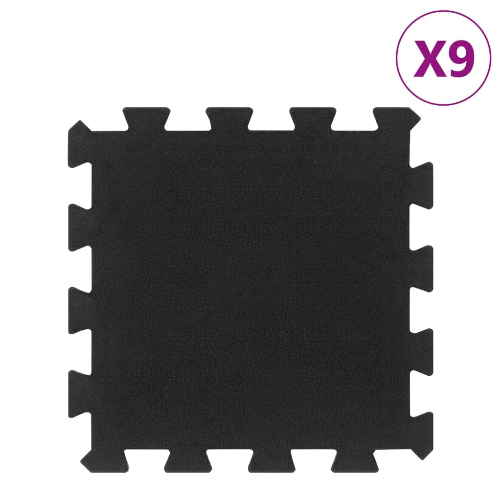 vidaXL Rubber Floor Tiles 9 pcs Black 16 mm 30x30 cm